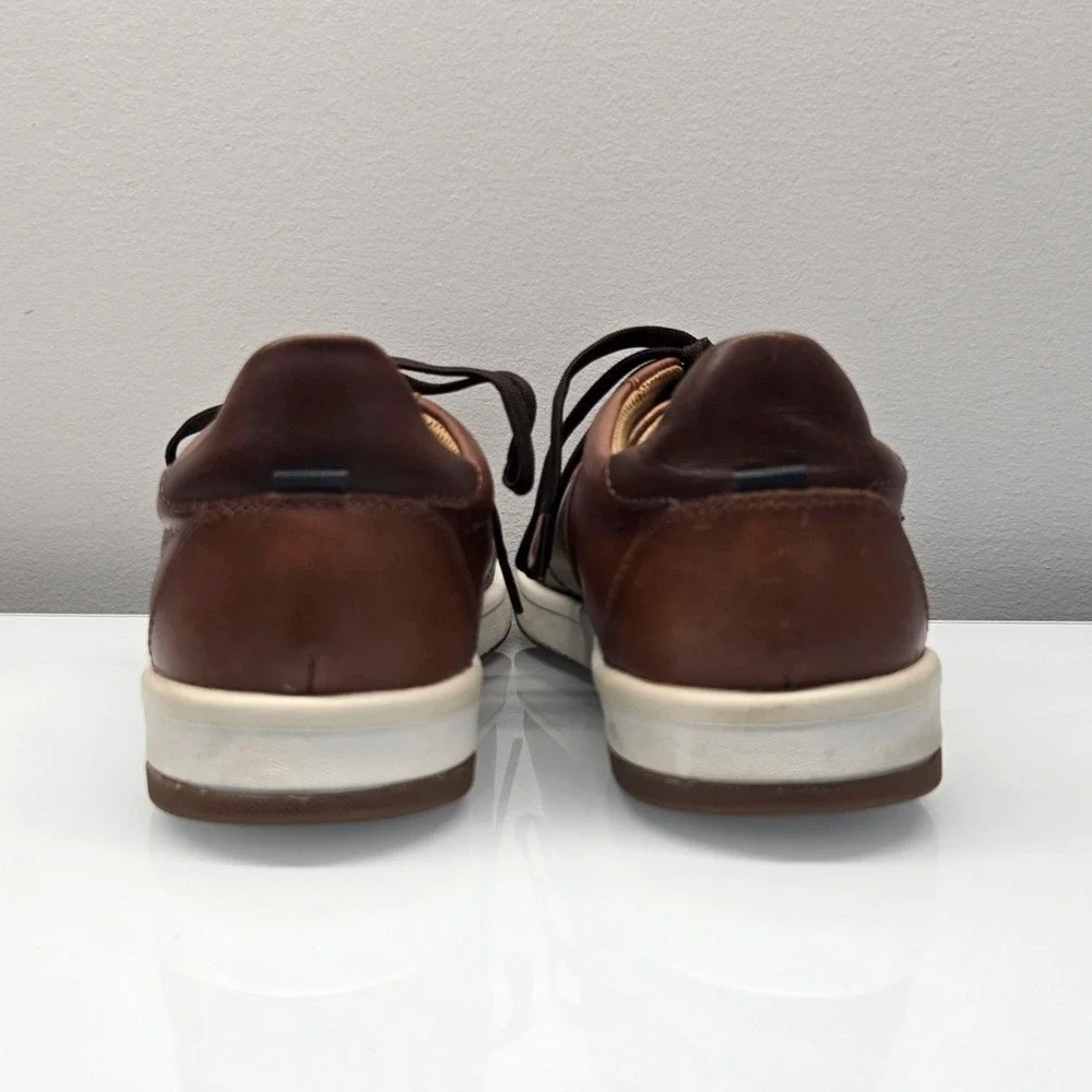 Florsheim Comfortech Leather Sneakers Men 10M Cognac Brown Casual Dress Shoes